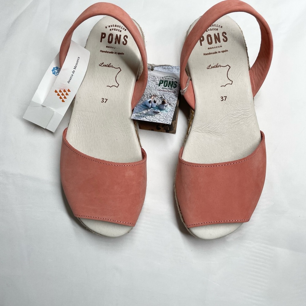 Sz 37(7)US Pons Women's Coral Sandals leather New with tags
